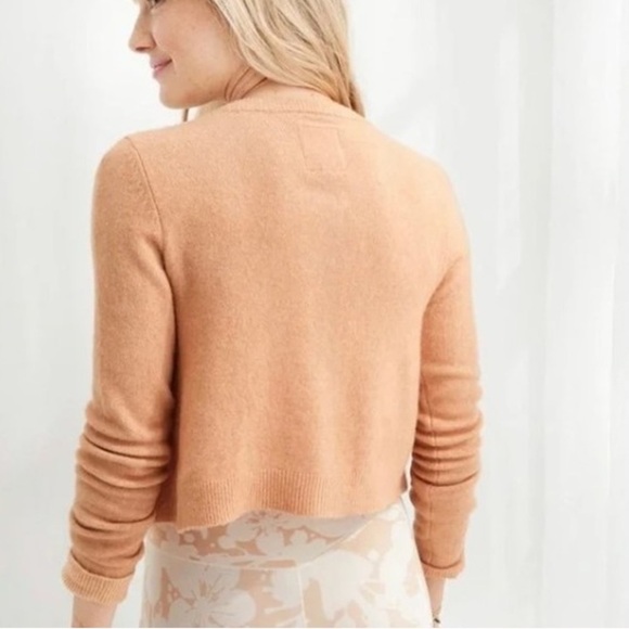 Aerie Campus Cool Crop Plush Cardigan Sweater Tan - Picture 2 of 13